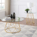 Growder Glass Top Coffee Table in Gold