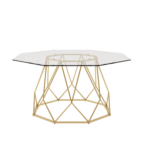 Growder Glass Top Coffee Table in Gold