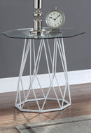 Growder Glass Top End Table in White