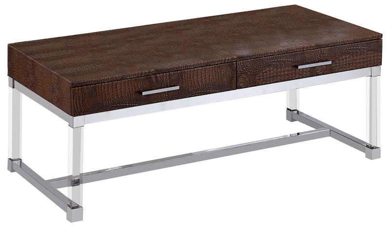 Dundy Contemporary 2-Drawer Coffee Table in Brown