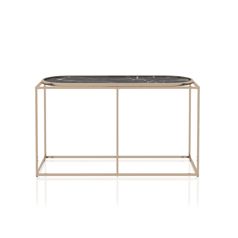 Pope Faux Marble Top Console Table in Black