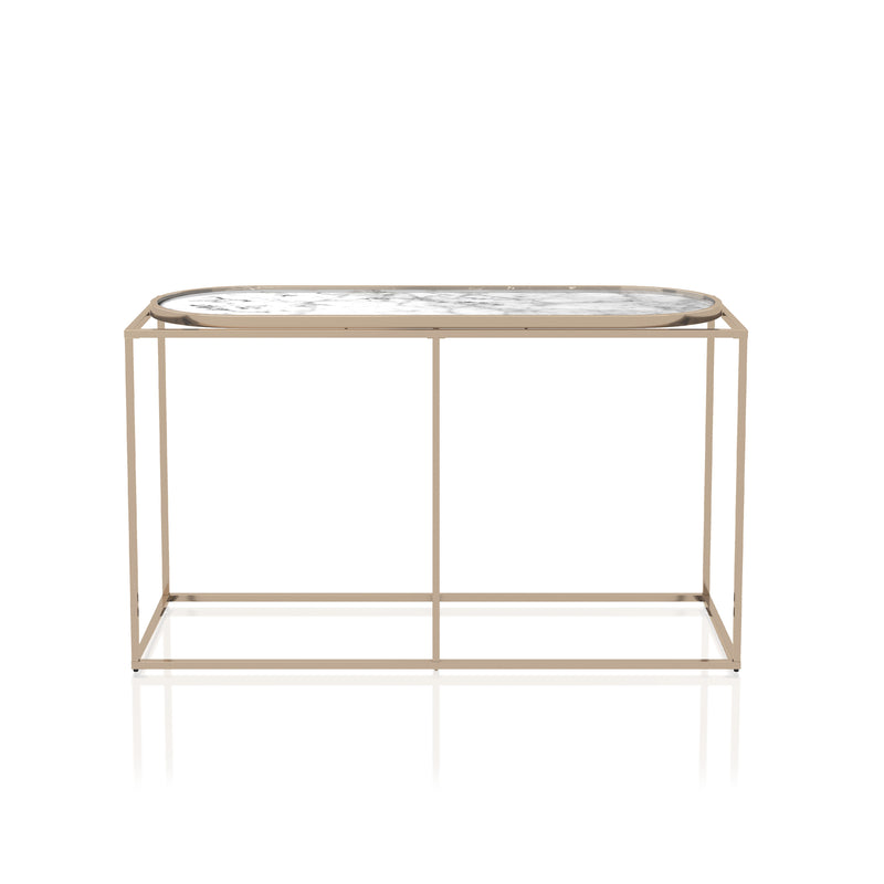 Pope Faux Marble Top Console Table in White