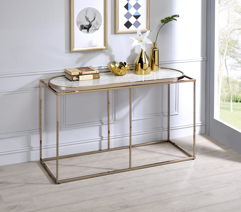 Pope Faux Marble Top Console Table in White