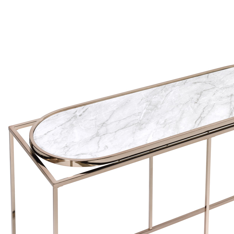 Pope Faux Marble Top Console Table in White