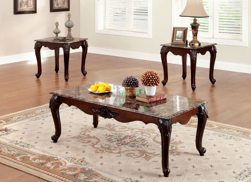 Fanciet Traditional Marble Top 3-Piece Table Set