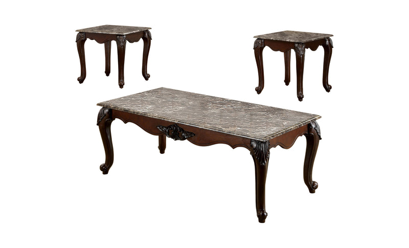 Fanciet Traditional Marble Top 3-Piece Table Set