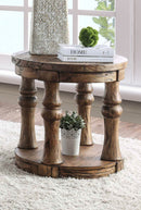 Cintra Rustic Wood Top End Table in Antique Oak