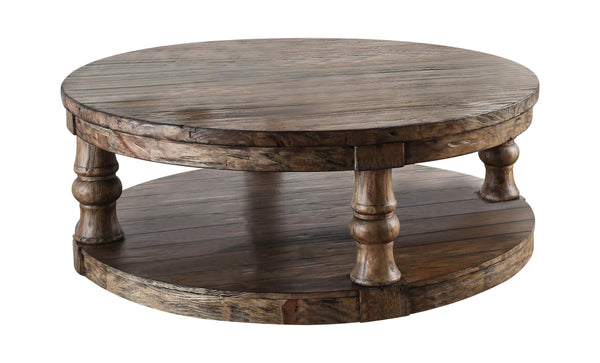 Cintra Rustic Wood Top End Table in Antique Oak