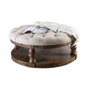 Cintra Rustic Tufted Cushion Top Coffee Table in Antique Oak