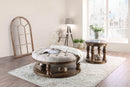 Cintra Rustic Tufted Cushion Top Coffee Table in Antique Oak