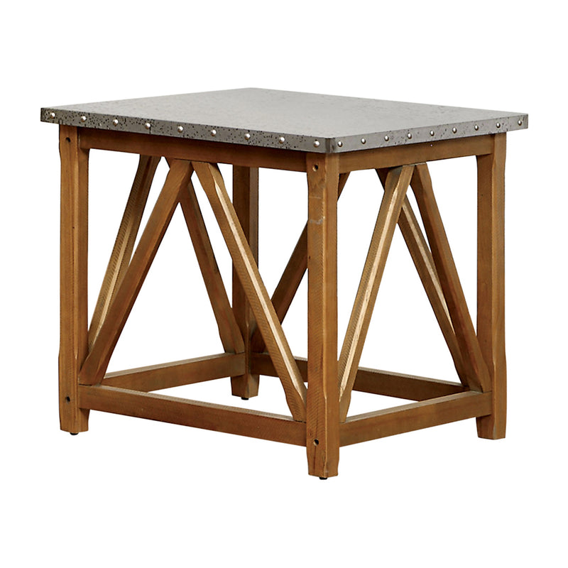 Lori Industrial Wood Nailhead Trim End Table