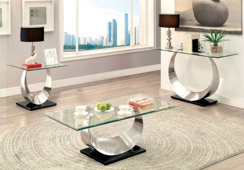 Lovelle Contemporary Glass Top Sofa Table