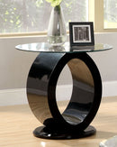 Lyndie Contemporary Glass Top End Table in Black