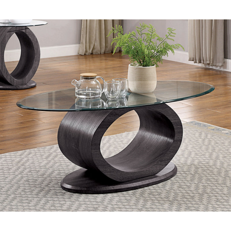 Lyndie Contemporary Glass Top Coffee Table in Gray