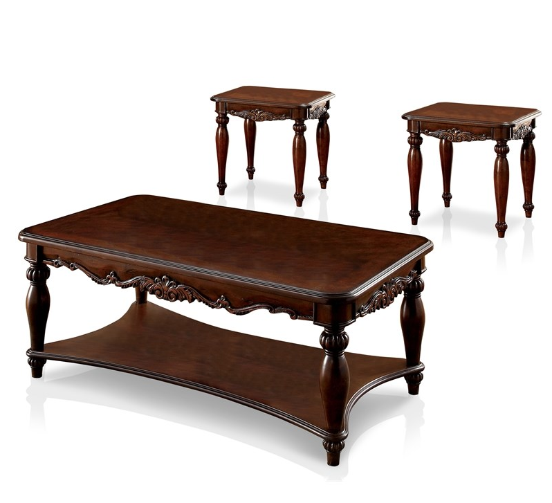 Shallo Traditional 3-Piece Wood Table Set
