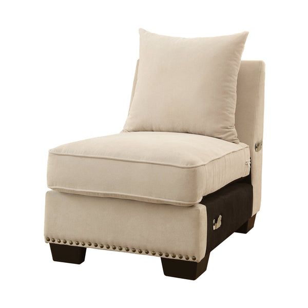 Pradeep Transitional Upholstered Armless Chair in Beige