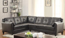 Noah Contemporary Faux Leather L-Shape Sectional in Black