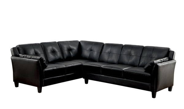 Noah Contemporary Faux Leather L-Shape Sectional in Black