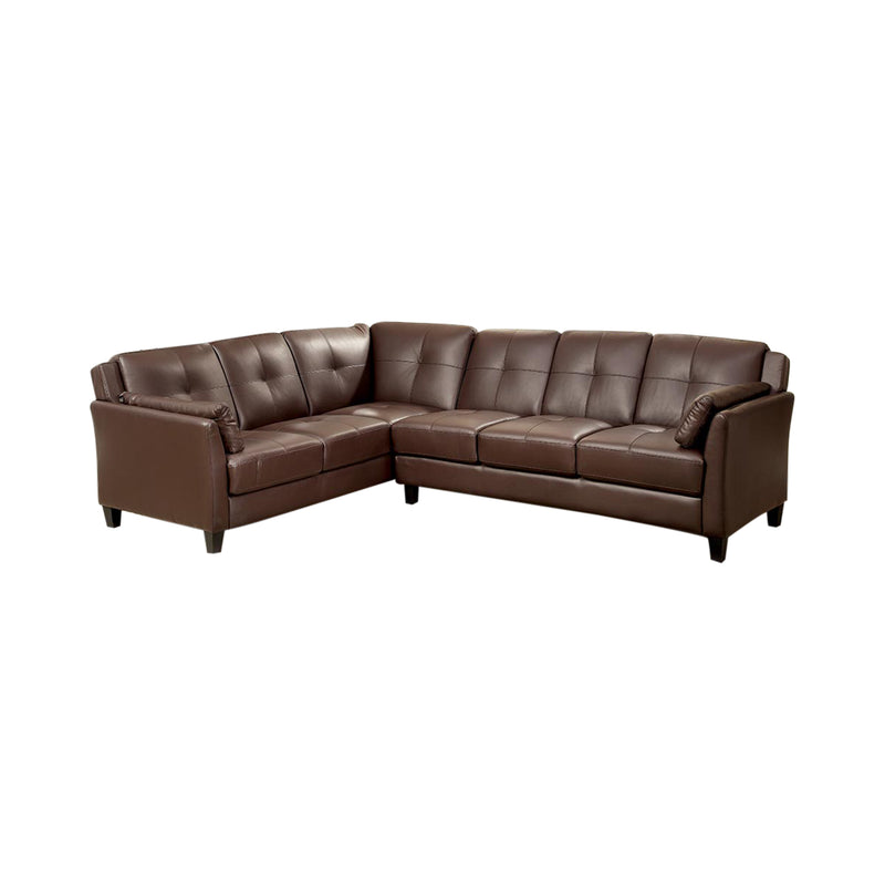 Noah Contemporary Faux Leather L-Shape Sectional in Brown