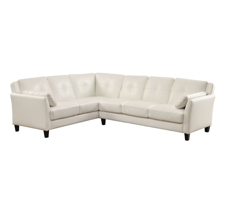 Noah Contemporary Faux Leather L-Shape Sectional in White