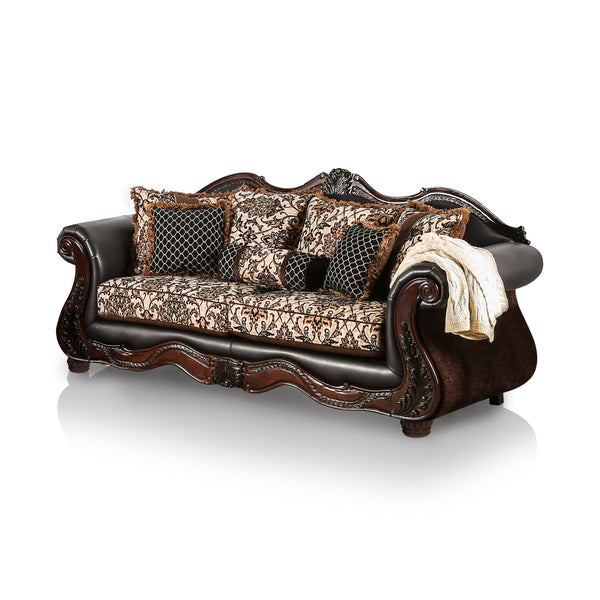Hethe Traditional Faux Leather Sofa