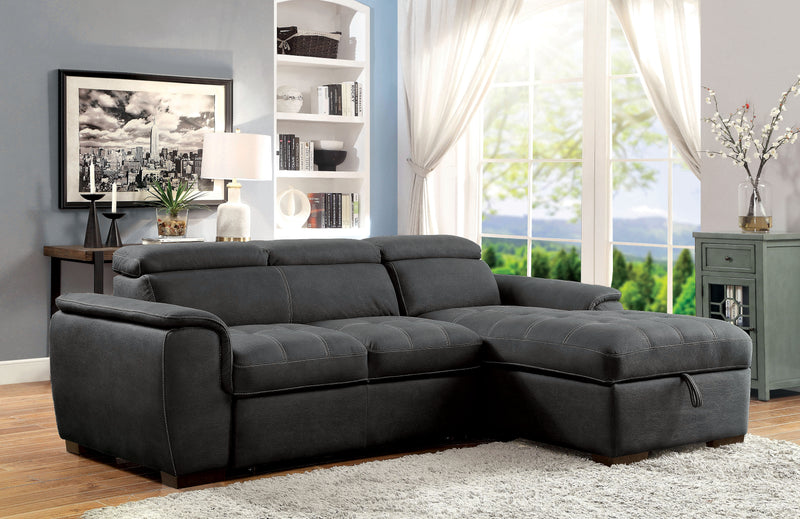 Lendra Contemporary Hidden Storage Sectional in Graphite