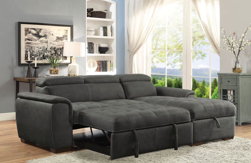 Lendra Contemporary Hidden Storage Sectional in Graphite