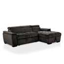 Patt Contemporary Adjustable Headrest Sectional in Dark Gray