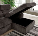 Patt Contemporary Adjustable Headrest Sectional in Dark Gray