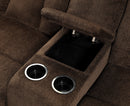 Bronson Transitional Chenille Fabric Reclining Sectional with Cup Holders in Brown