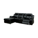 FOA Leather Reclining Sectional with Cup Holders in Black