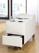 Aster Contemporary Faux Leather Bluetooth Speaker Console in White