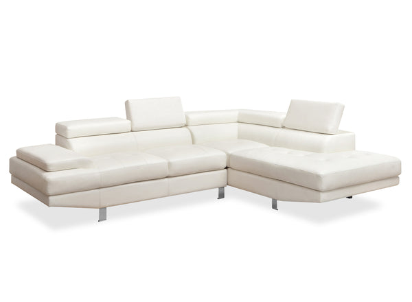 Aster Contemporary Faux Leather L-Shape Sectional in White