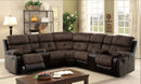 Roxan Transitional Champion Fabric and Faux Leather Reclining Sectional with 2 Consoles
