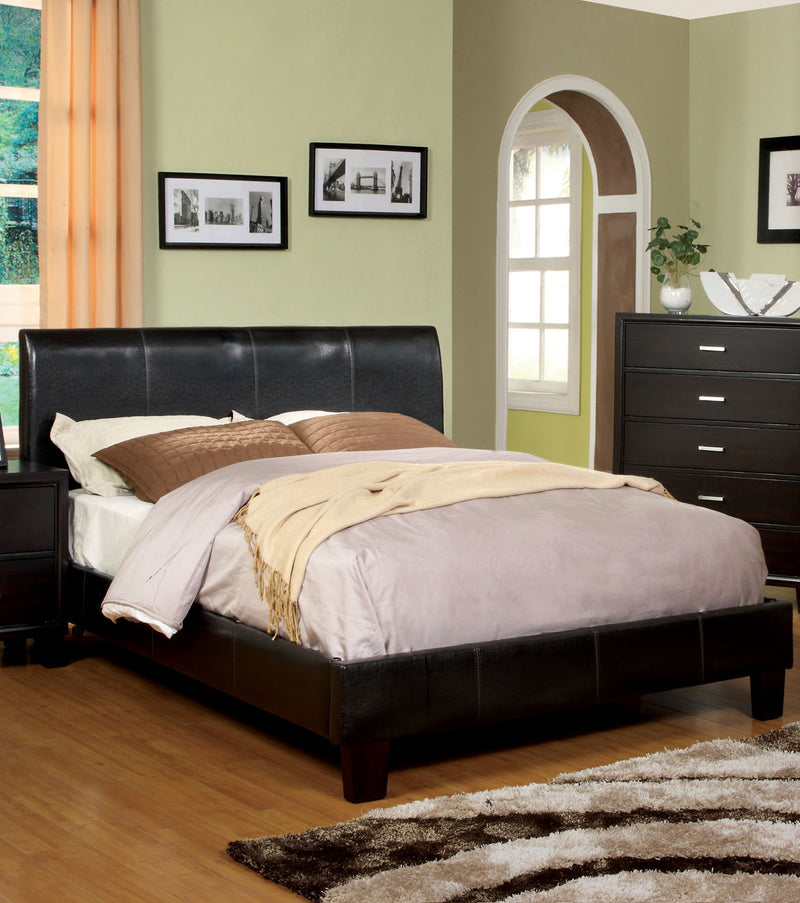 Acisco Contemporary Faux Leather Platform Bed in Queen