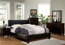 Ameena Contemporary Faux Leather Full Platform Bed in Espresso