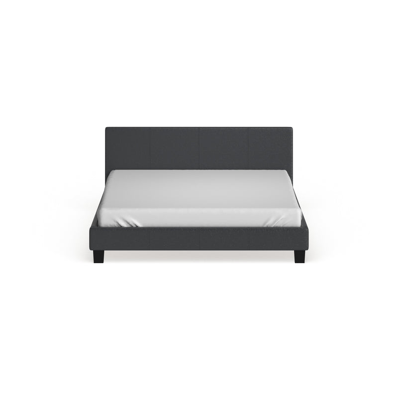 Ameena Contemporary Faux Leather Eastern King Platform Bed in Gray