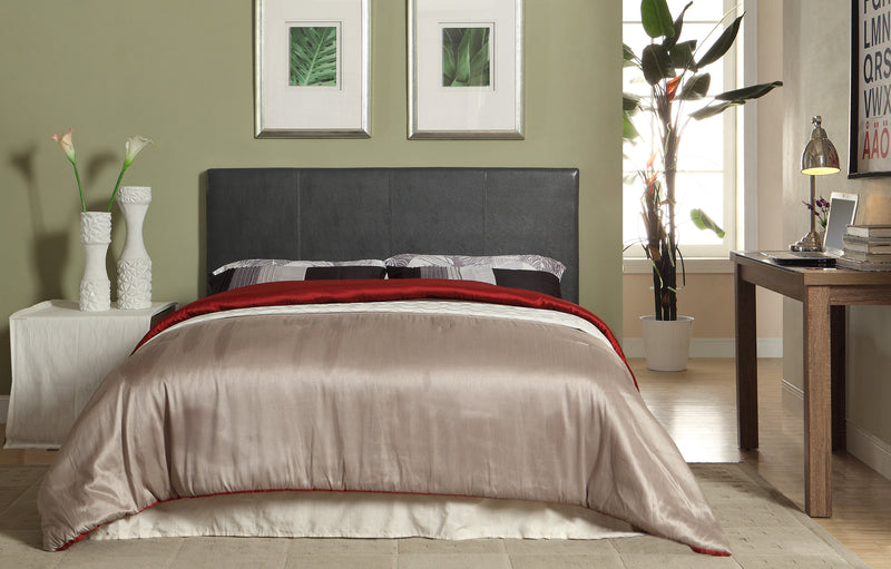 Ameena Contemporary Faux Leather Queen Platform Bed in Gray