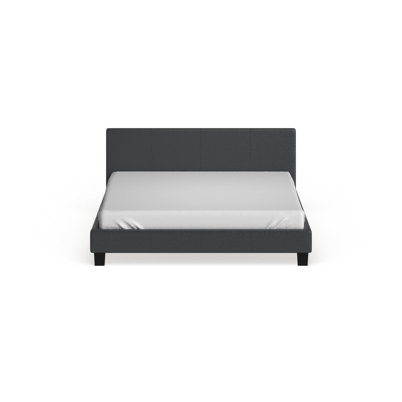 Ameena Contemporary Faux Leather Queen Platform Bed in Gray