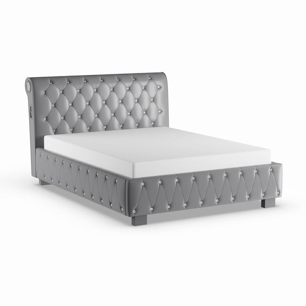 Rita Contemporary Faux Leather Platform Bed in Queen