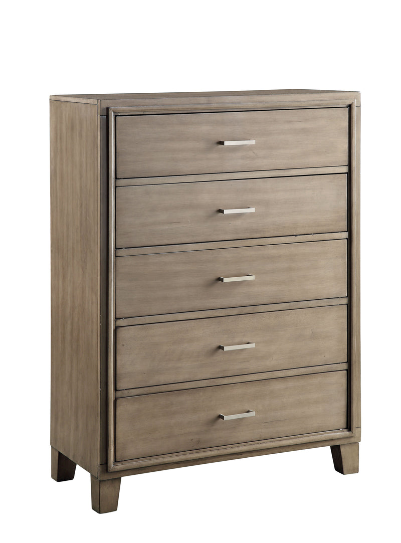 Hage Contemporary 5-Drawer Chest in Brown Cherry