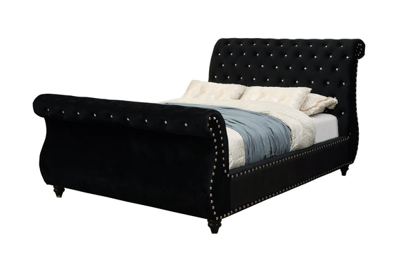 Shirley Transitional Fabric Eastern King Platform Bed in Black