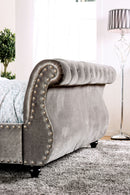 Shirley Transitional Fabric Queen Platform Bed in Gray