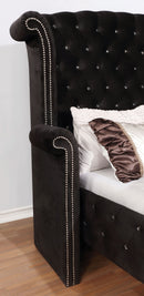 Clerita Transitional Wingback Tufted Eastern King Bed in Black