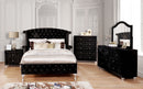 Clerita Transitional Wingback Tufted Eastern King Bed in Black