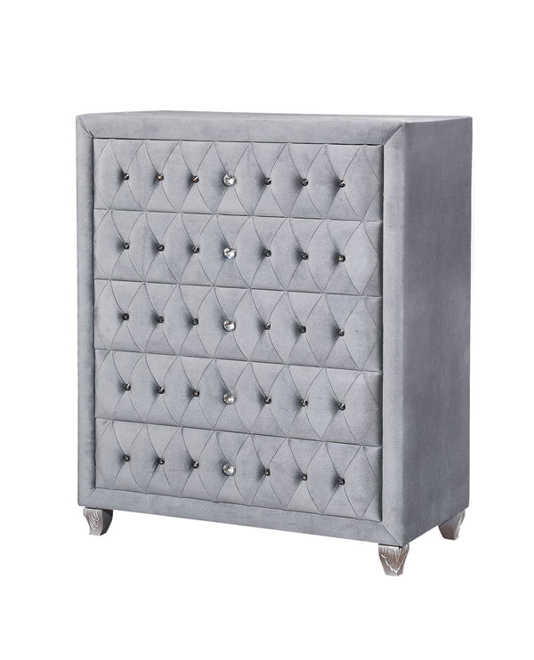 Clerita Transitional 5-Drawer Chest in Gray