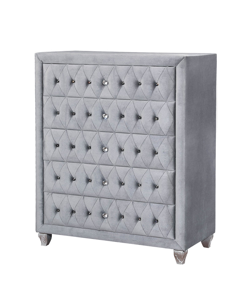 Clerita Transitional 5-Drawer Chest in Gray