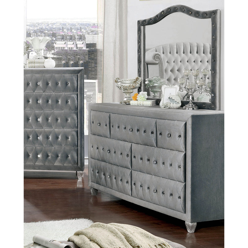 Clerita Transitional 7-Drawer Dresser in Gray