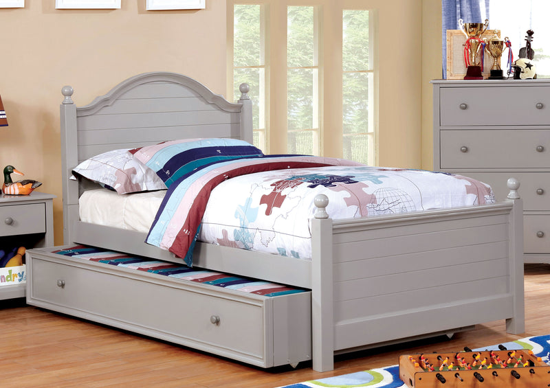 Johallis Transitional Solid Wood Twin Platform Bed in Gray