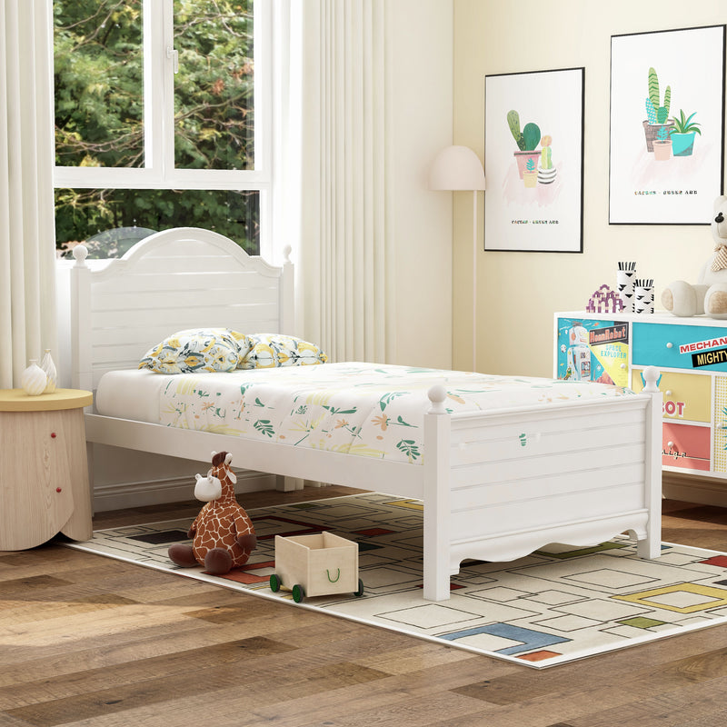 Tori Contemporary Solid Wood Twin Platform Bed in White